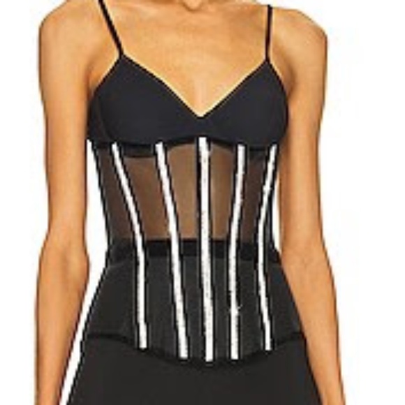 Santa Brands Black Corset Rhinestone Embellished Bustier Top NWT Size Large - Picture 1 of 7
